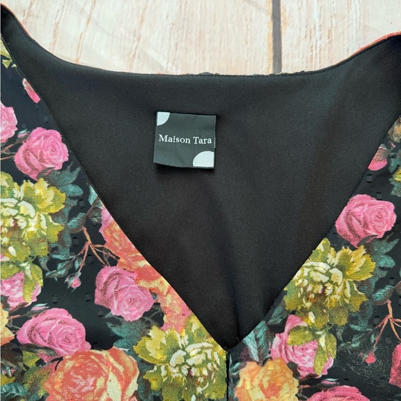 Maison Tara Quarter Sleeve Maxi Floral Dress Size 16 Flowy Party fall office - Picture 3 of 6